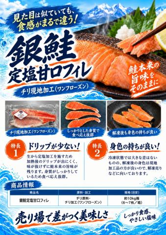 【送料無料】定塩甘口銀鮭フィレ 6～7枚 現地加工(ワンフローズン)