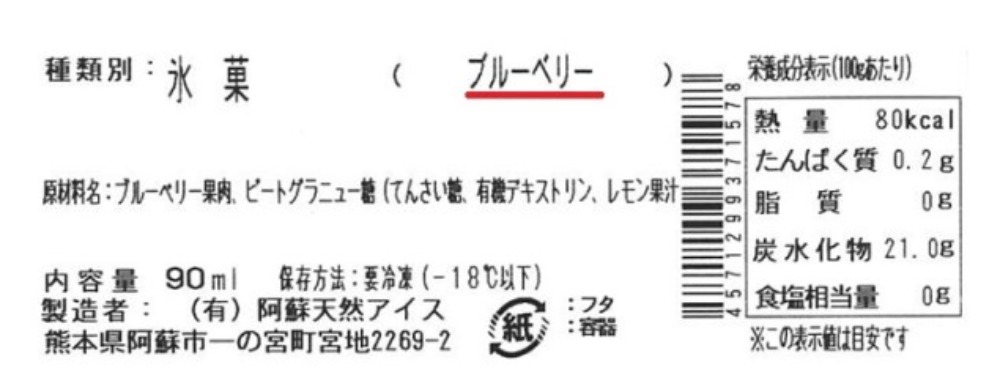国産ジャージー牛乳100％使用　ブルーベリーアイス　120ｍ