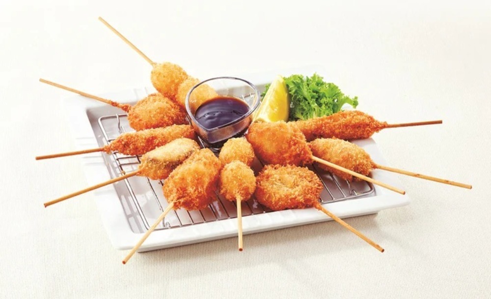 ミニ串カツ５種盛合　うずら・じゃが芋・蓮根・なす肉詰・豚もも