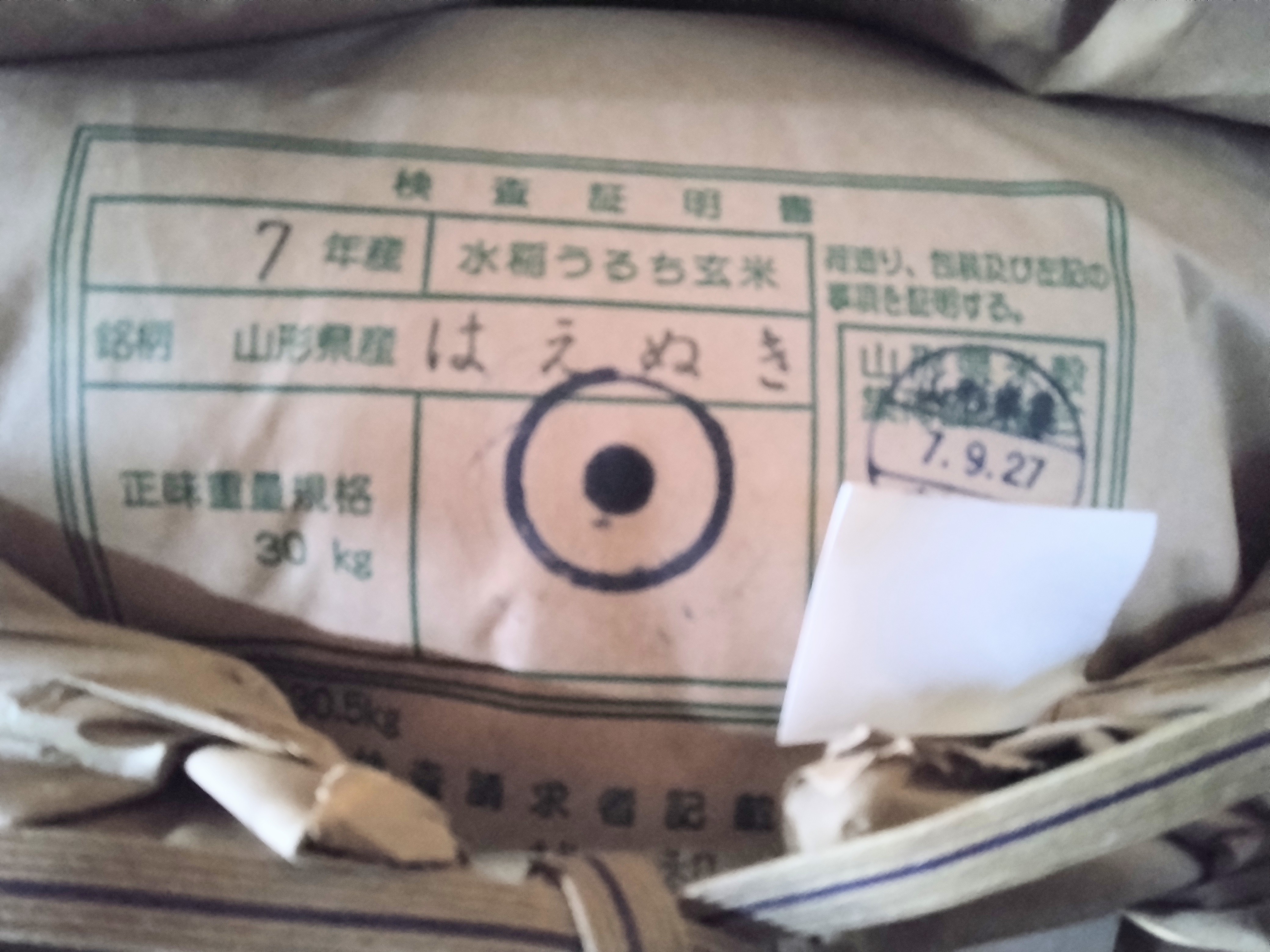 【新米】令和7年産　精米　山形県産はえぬき　1等　30ｋｇ